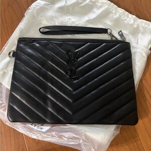 YSL Black Quilted Clutch